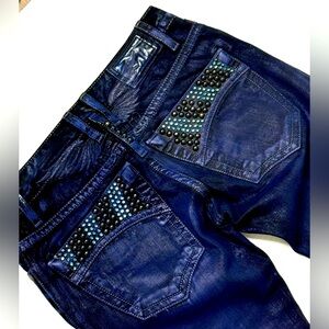 New Men's ROBIN'S JEAN sz 30 Coated/Studs/Crystals Jeans